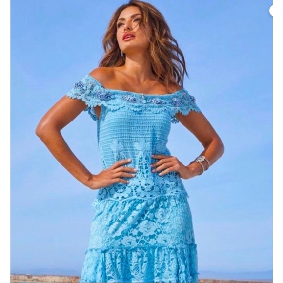 Boston Proper Long Dress Blue Cotton Blend Boho Size s - Picture 1 of 6